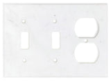 Italian Carrara White Marble Double Toggle Duplex Switch Wall Plate / Switch Plate / Cover - Honed
