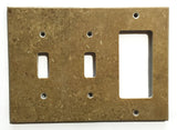 Noce Travertine Double Toggle Rocker Switch Wall Plate / Switch Plate / Cover - Honed