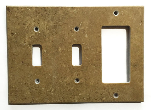 Noce Travertine Double Toggle Rocker Switch Wall Plate / Switch Plate / Cover - Honed - American Tile Depot - Commercial and Residential (Interior & Exterior), Indoor, Outdoor, Shower, Backsplash, Bathroom, Kitchen, Deck & Patio, Decorative, Floor, Wall, Ceiling, Powder Room - 1