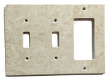 Ivory Travertine Double Toggle Rocker Switch Wall Plate / Switch Plate / Cover - Honed
