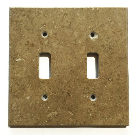 Noce Travertine Double Toggle Switch Wall Plate / Switch Plate / Cover - Honed
