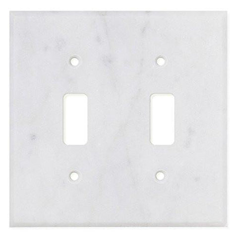 Italian Carrara White Marble Double Toggle Switch Wall Plate / Switch Plate / Cover - Honed