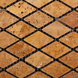 Gold / Yellow Travertine 1" Diamond Tumbled Mosaic Tile