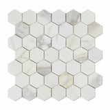 Calacatta Gold Marble Polished 2" Hexagon Mosaic Tile