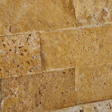 2 X 4 Gold / Yellow Travertine Split-Faced Brick Mosaic Tile - American Tile Depot - Shower, Backsplash, Bathroom, Kitchen, Deck & Patio, Decorative, Floor, Wall, Ceiling, Powder Room, Indoor, Outdoor, Commercial, Residential, Interior, Exterior
