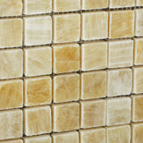 1 X 1 Honey Onyx Polished Mosaic Tile - American Tile Depot - Shower, Backsplash, Bathroom, Kitchen, Deck & Patio, Decorative, Floor, Wall, Ceiling, Powder Room, Indoor, Outdoor, Commercial, Residential, Interior, Exterior