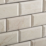 2 X 4 Crema Marfil Marble Honed & Beveled Brick Mosaic Tile