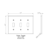Noce Travertine Triple Toggle Switch Wall Plate / Switch Plate / Cover - Honed