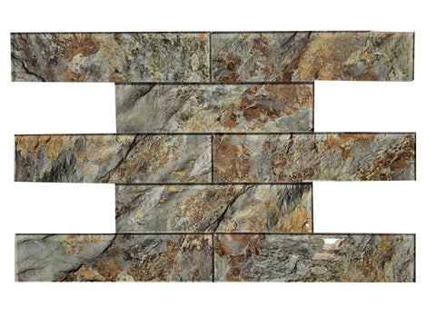 3 X 12 Mountain Marble Look Glass Subway Tile