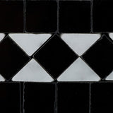 Carrara White Marble Honed BIAS Border Listello w/ Black Dots - American Tile Depot - Commercial and Residential (Interior & Exterior), Indoor, Outdoor, Shower, Backsplash, Bathroom, Kitchen, Deck & Patio, Decorative, Floor, Wall, Ceiling, Powder Room - 3