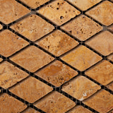 Gold / Yellow Travertine 1" Diamond Tumbled Mosaic Tile