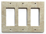 Ivory Travertine Triple Rocker Switch Wall Plate / Switch Plate / Cover - Honed - American Tile Depot - Commercial and Residential (Interior & Exterior), Indoor, Outdoor, Shower, Backsplash, Bathroom, Kitchen, Deck & Patio, Decorative, Floor, Wall, Ceiling, Powder Room - 1