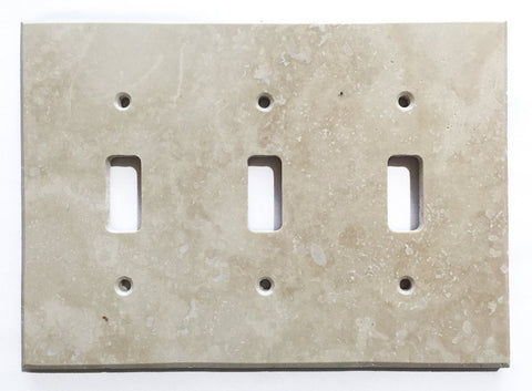Ivory Travertine Triple Toggle Switch Wall Plate / Switch Plate / Cover - Honed - American Tile Depot - Commercial and Residential (Interior & Exterior), Indoor, Outdoor, Shower, Backsplash, Bathroom, Kitchen, Deck & Patio, Decorative, Floor, Wall, Ceiling, Powder Room - 1