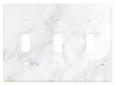 Italian Calacatta Gold Marble Triple Toggle Switch Wall Plate / Switch Plate / Cover - Honed