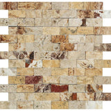 1 X 2 Valencia Travertine Split-Faced Brick Mosaic Tile