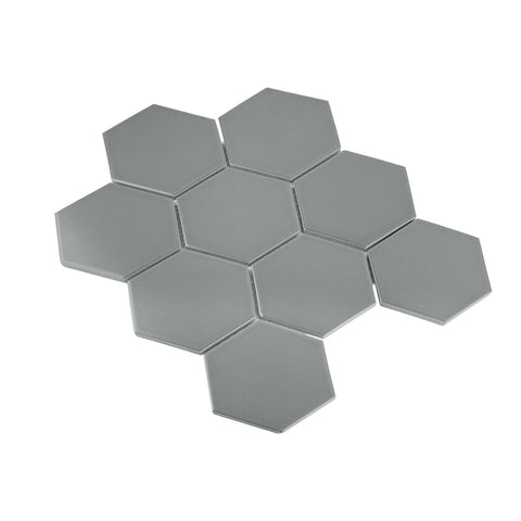 Gio Gray Matte 4" Hexagon Porcelain Mosaic Tile