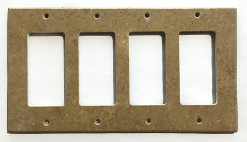 Noce Travertine Quadruple Rocker Switch Wall Plate / Switch Plate / Cover - Honed