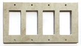 Ivory Travertine Quadruple Rocker Switch Wall Plate / Switch Plate / Cover - Honed