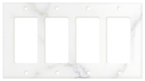 Italian Calacatta Gold Marble Quadruple Rocker Switch Wall Plate / Switch Plate / Cover - Polished - American Tile Depot - Commercial and Residential (Interior & Exterior), Indoor, Outdoor, Shower, Backsplash, Bathroom, Kitchen, Deck & Patio, Decorative, Floor, Wall, Ceiling, Powder Room - 1