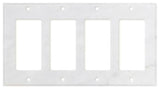 Italian Carrara White Marble Quadruple Rocker Switch Wall Plate / Switch Plate / Cover - Honed