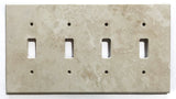 Ivory Travertine Quadruple Toggle Switch Wall Plate / Switch Plate / Cover - Honed - American Tile Depot - Commercial and Residential (Interior & Exterior), Indoor, Outdoor, Shower, Backsplash, Bathroom, Kitchen, Deck & Patio, Decorative, Floor, Wall, Ceiling, Powder Room - 1
