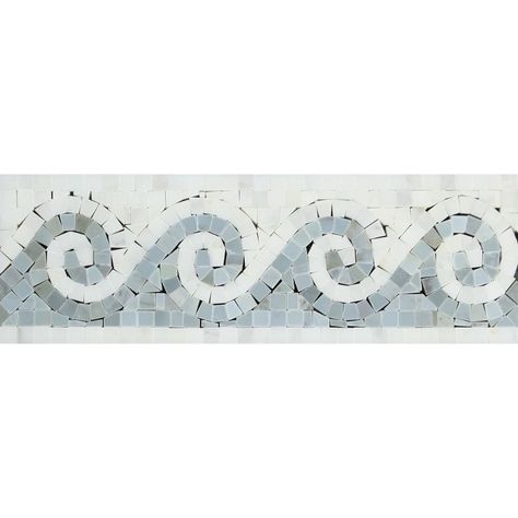 Oriental White Marble Honed Wave Border w / Blue-Gray Dots