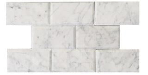 4 x 12 Carrara White Marble Polished & Deep-Beveled Field Tile