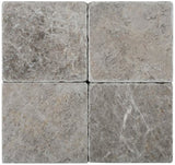4 X 4 Tundra Gray (Atlantic Gray) Marble Tumbled Filed Tile