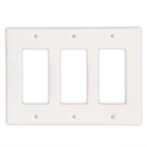 Thassos White Marble Triple Rocker Switch Wall Plate / Switch Plate / Cover - Honed