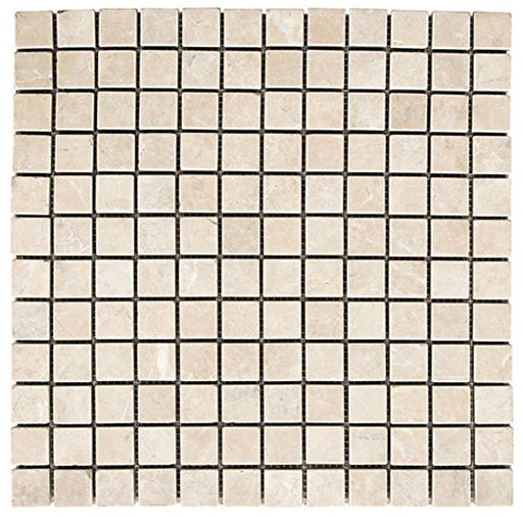 1 X 1 White Pearl / Botticino Marble Polished Mosaic Tile - American Tile Depot - Shower, Backsplash, Bathroom, Kitchen, Deck & Patio, Decorative, Floor, Wall, Ceiling, Powder Room, Indoor, Outdoor, Commercial, Residential, Interior, Exterior