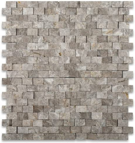 5/8 X 1 Tundra Gray (Atlantic Gray) Marble Split & Faced Mosaic Tile