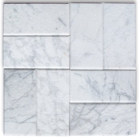 3 X 6 Carrara White Marble Tumbled Field Tile
