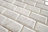 2 x 4 Bianco Venatino (Bianco Mare) Marble Polished & Beveled Brick Mosaic Tile