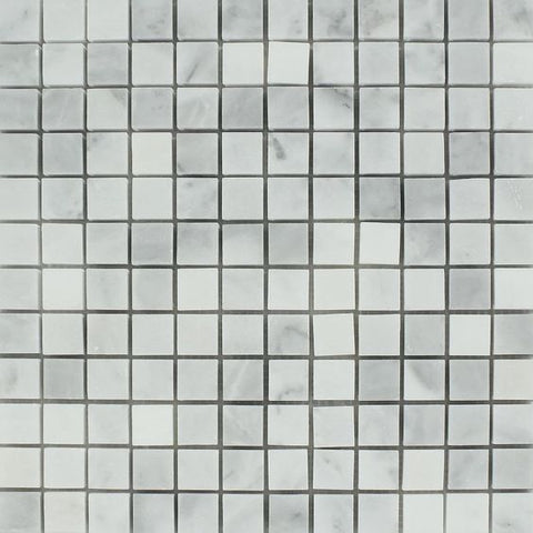 1 X 1 Bianco Venatino (Bianco Mare) Marble Polished Mosaic Tile - American Tile Depot - Shower, Backsplash, Bathroom, Kitchen, Deck & Patio, Decorative, Floor, Wall, Ceiling, Powder Room, Indoor, Outdoor, Commercial, Residential, Interior, Exterior