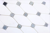 Thassos White Marble Polished Octave Pattern Mosaic Tile w/ Blue-Gray Dots