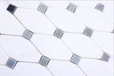 Thassos White Marble Honed Octave Pattern Mosaic Tile w/ Blue-Gray Dots
