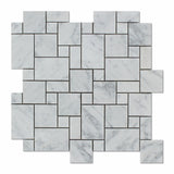 Carrara White Marble Honed Mini Versailles Mosaic Tile