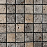 1 X 1 Silver Travertine Tumbled Mosaic Tile