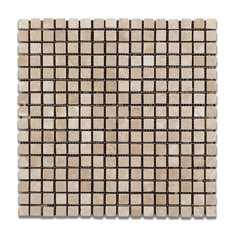 5/8 X 5/8 Durango Cream Travertine Tumbled Mosaic Tile