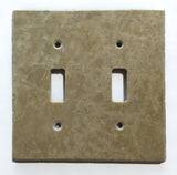 Walnut Travertine Double Toggle Switch Wall Plate / Switch Plate / Cover - Honed