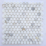 Calacatta Gold Marble Honed Penny Round Mosaic Tile