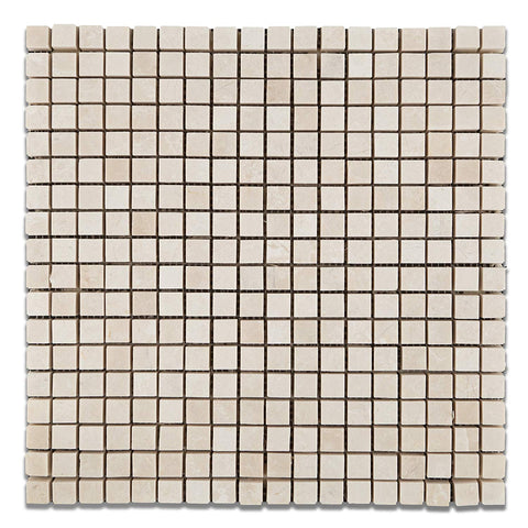 5/8 X 5/8 White Pearl / Botticino Marble Polished Mosaic Tile