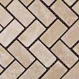 Durango Cream Travertine Tumbled 1 X 2 Herringbone Mosaic Tile