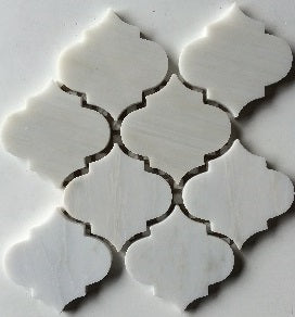Oriental White / Asian Statuary Marble Polished 4" Morocco Mosaic Tile