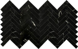 Black Marquina Marble Polished 1 x 4 Herringbone Mosaic Tile