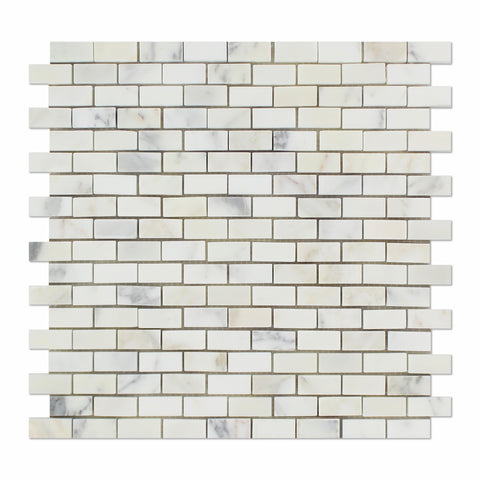 Calacatta Gold Marble Honed Baby Brick Mosaic Tile - American Tile Depot - Commercial and Residential (Interior & Exterior), Indoor, Outdoor, Shower, Backsplash, Bathroom, Kitchen, Deck & Patio, Decorative, Floor, Wall, Ceiling, Powder Room - 1