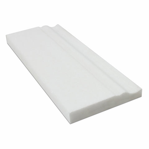 Thassos White Marble Honed Baseboard Trim Molding - American Tile Depot - Commercial and Residential (Interior & Exterior), Indoor, Outdoor, Shower, Backsplash, Bathroom, Kitchen, Deck & Patio, Decorative, Floor, Wall, Ceiling, Powder Room - 1