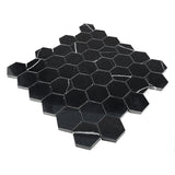 Black Marquina Marble Polished 2" Hexagon Mosaic Tile