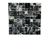 Black & Cream Marble Look Glass & Stone Mosaic Tile