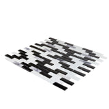 Black & White Linear Glass Mosaic Tile